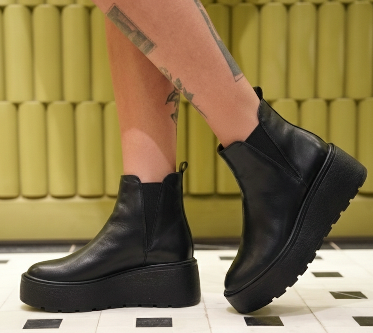 Bottines à plateforme en cuir