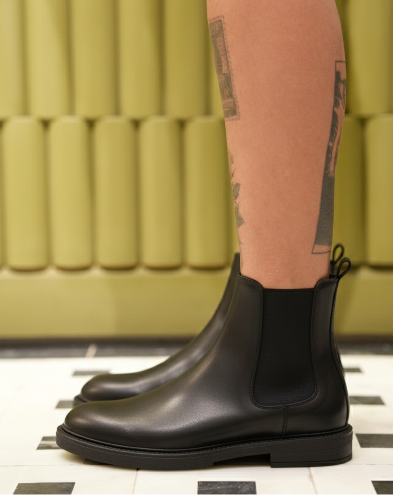 Bottines plates en cuir