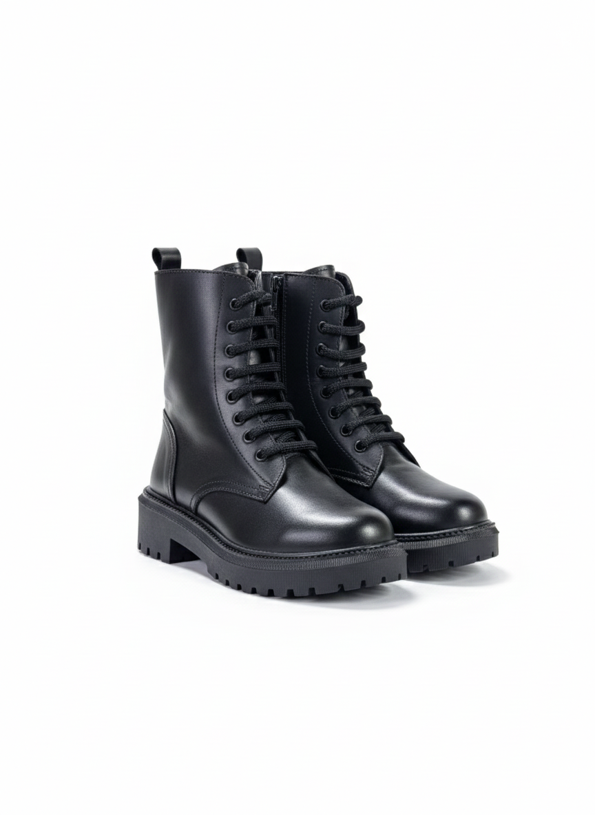 Boots enfants en cuir noir