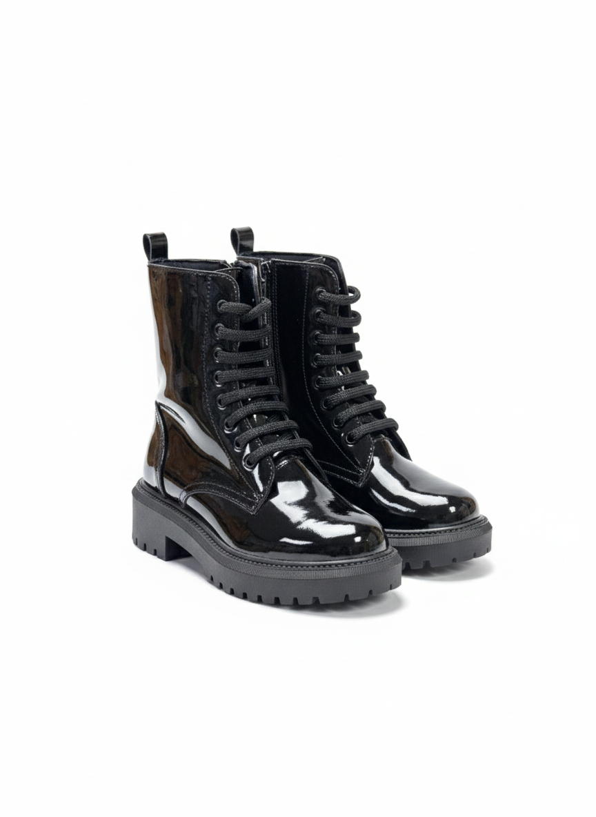 Boots enfants en vernis noir