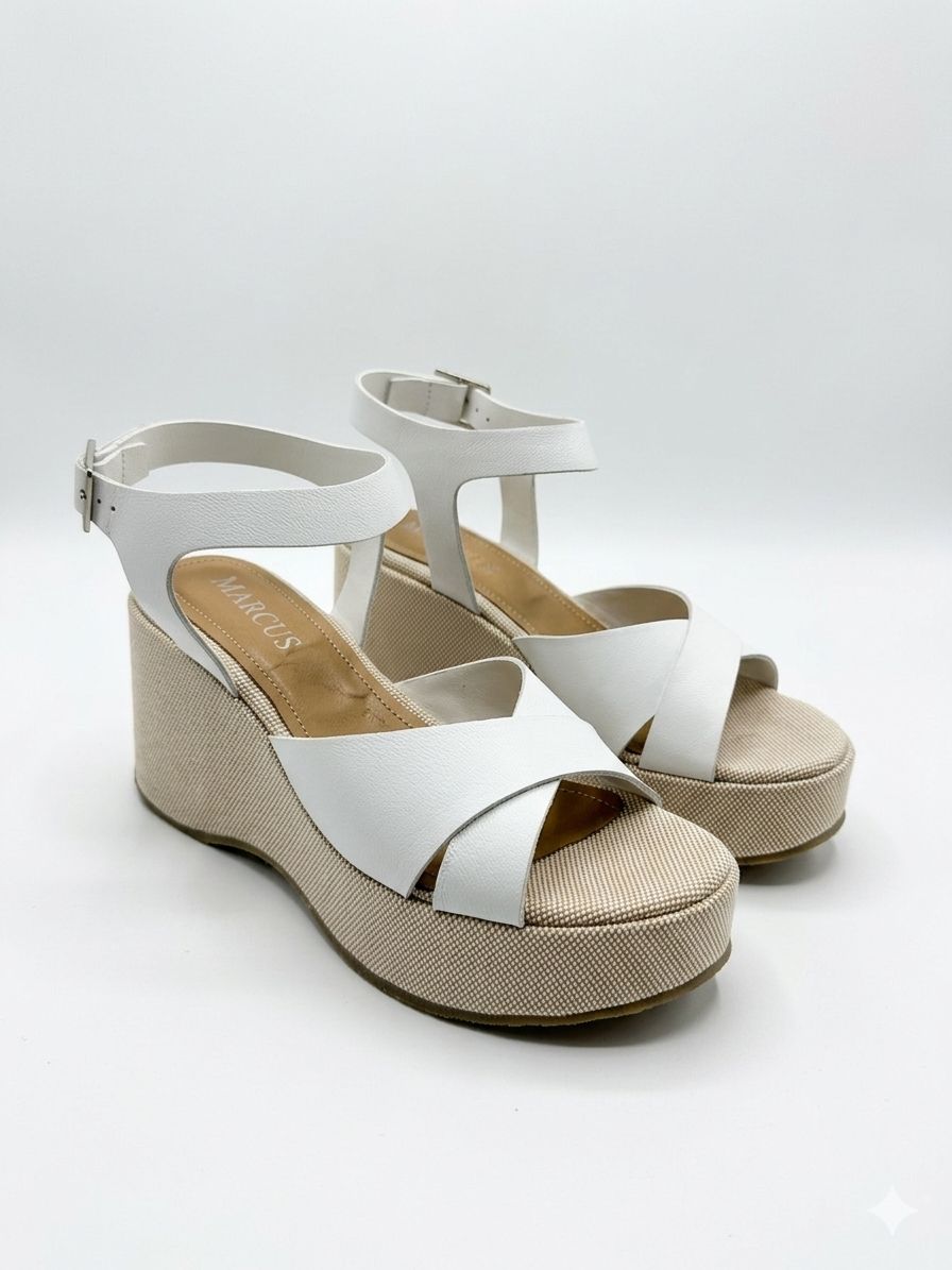 SANDALE COMPENSÉE EN CUIR