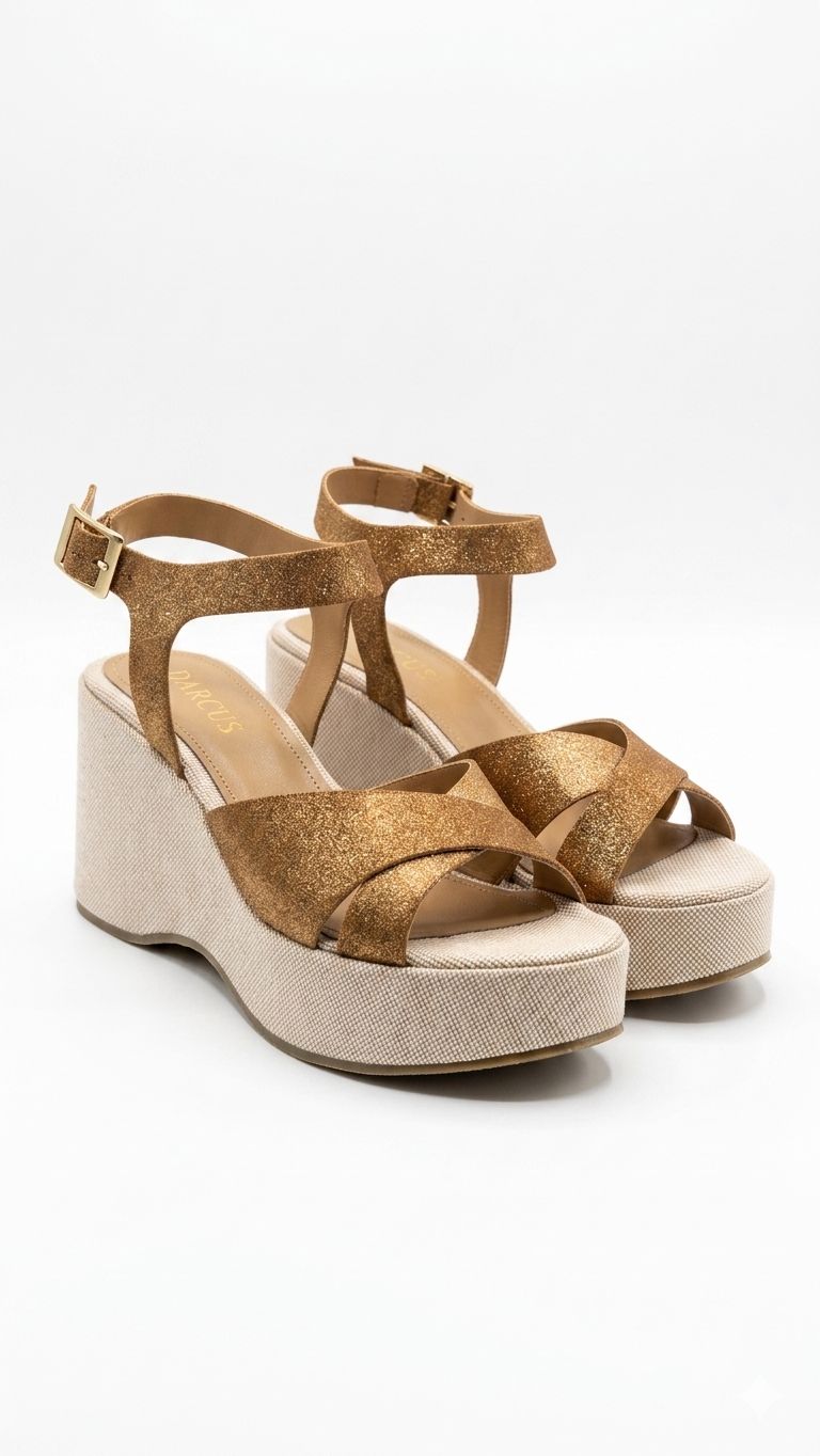 SANDALE COMPENSÉE EN CUIR