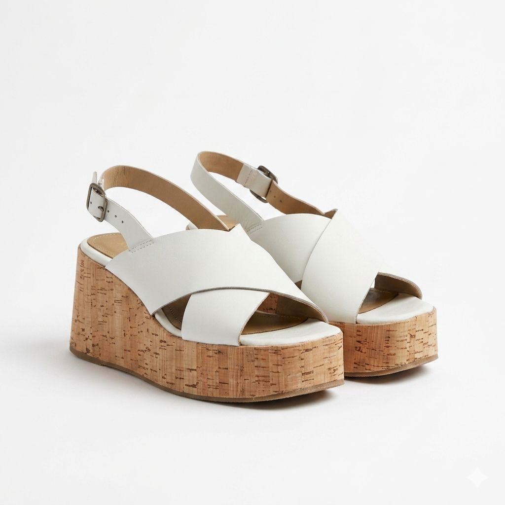 SANDALE COMPENSEE EN CUIR