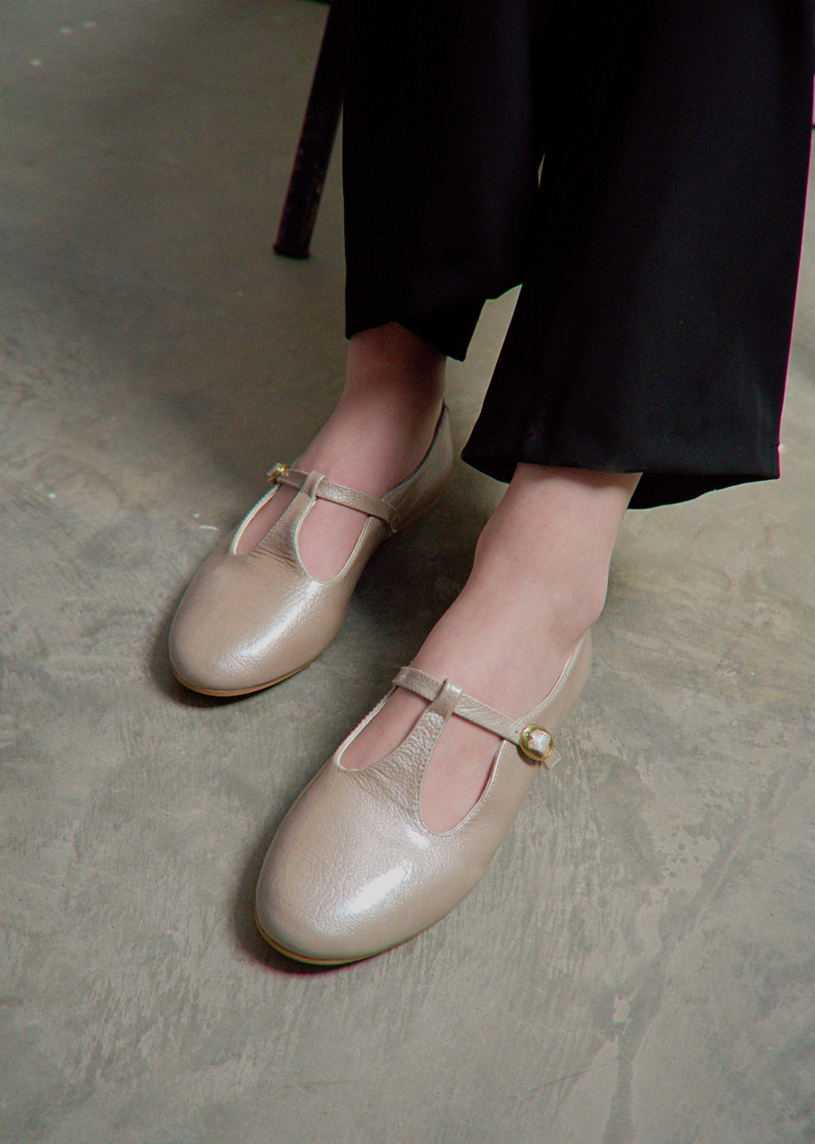 Ballerine en cuir véritable